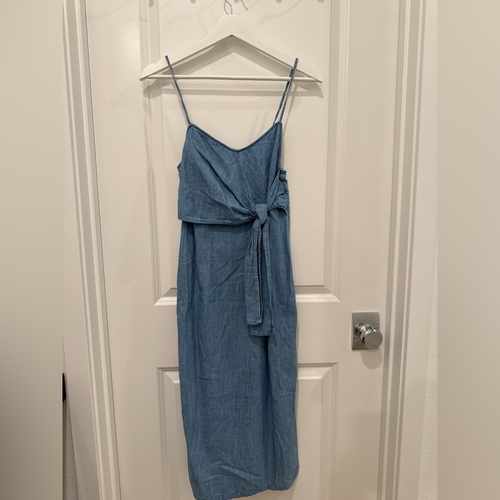 Topshop Denim Blue Strapless Dress